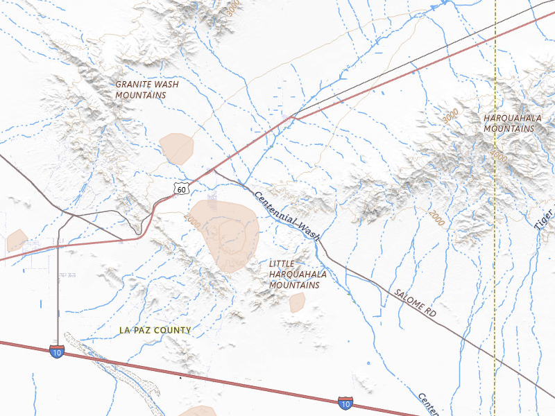 Radar-estimated hail-size map of the storm over Salome, AZ on Aug 23, 2026