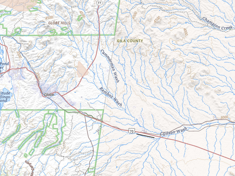 Radar-estimated hail-size map of the storm over San Carlos, AZ on Jul 21, 2026
