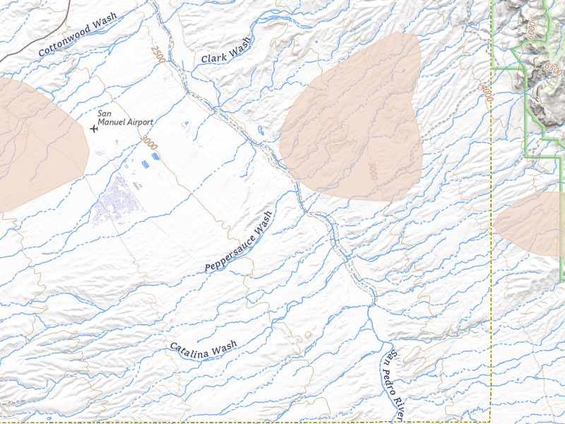 Radar-estimated hail-size map of the storm over San Manuel, AZ on Jul 11, 2026