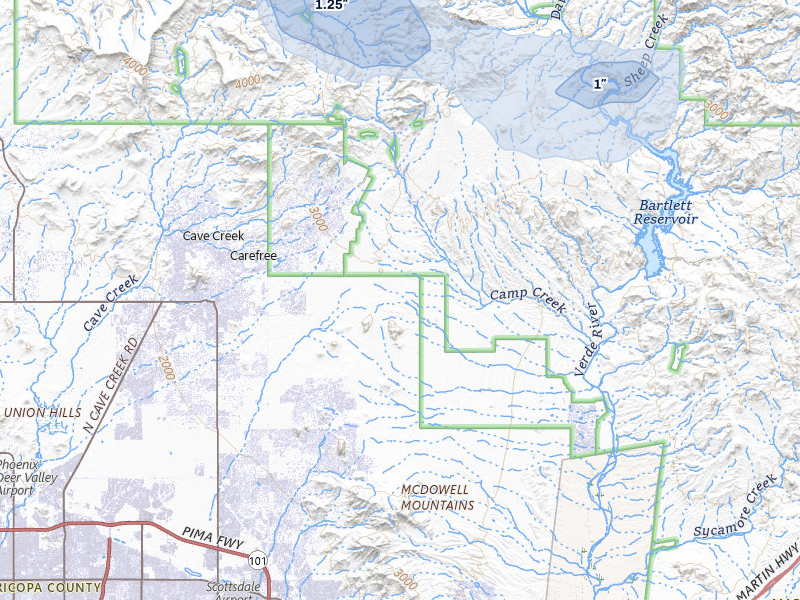 NEXRAD radar-signature map of the hail storm over Scottsdale, AZ on Aug 19, 2026