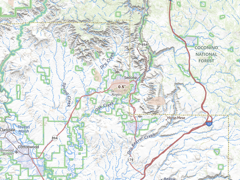 Radar-estimated hail-size map of the storm over Sedona, AZ on May 25, 2026