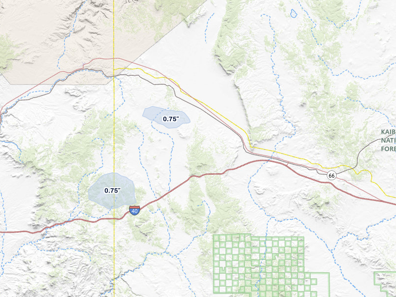 NEXRAD radar-signature map of the hail storm over Seligman, AZ on Jul 23, 2026
