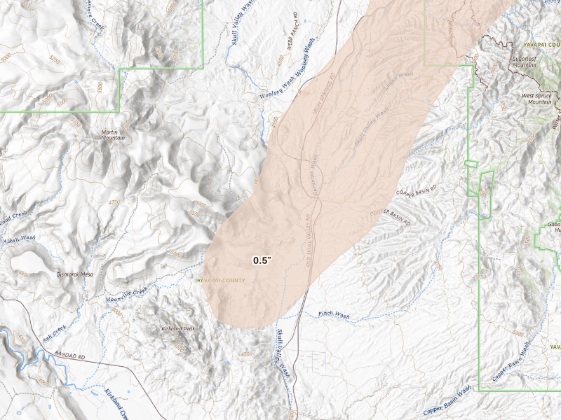 Radar-estimated hail-size map of the storm over Skull Valley, AZ