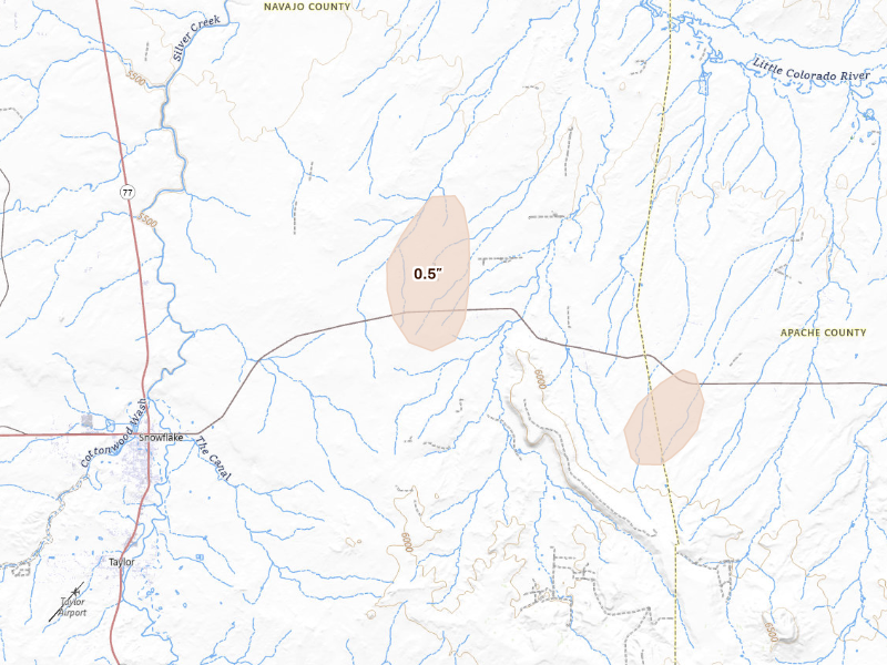 Radar-estimated hail-size map of the storm over Snowflake, AZ