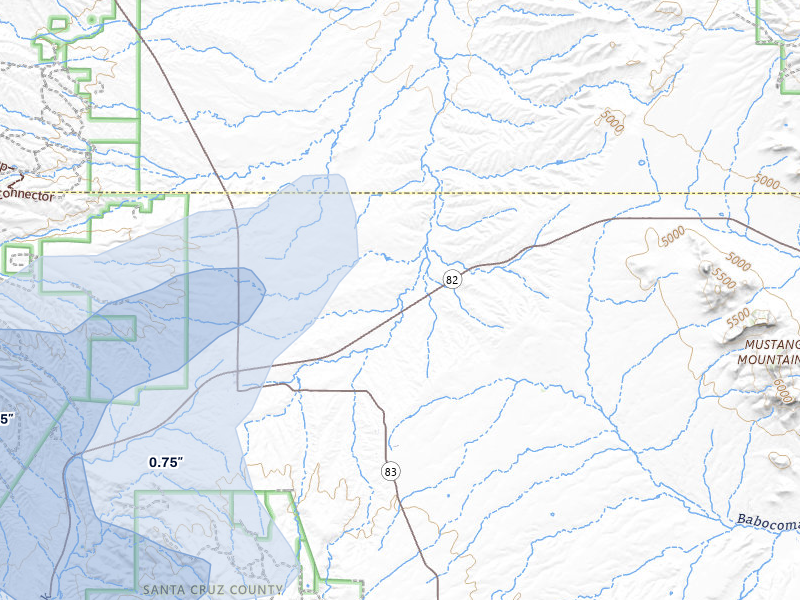 NEXRAD radar-signature map of the hail storm over Sonoita, AZ on Aug 10, 2026