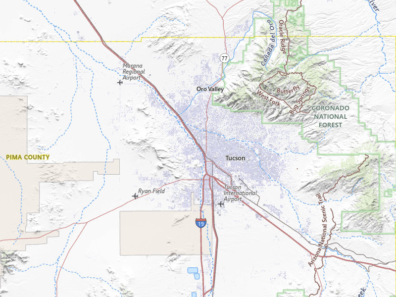 Radar-estimated hail-size map of the storm over Tucson, AZ on Jun 25, 2026