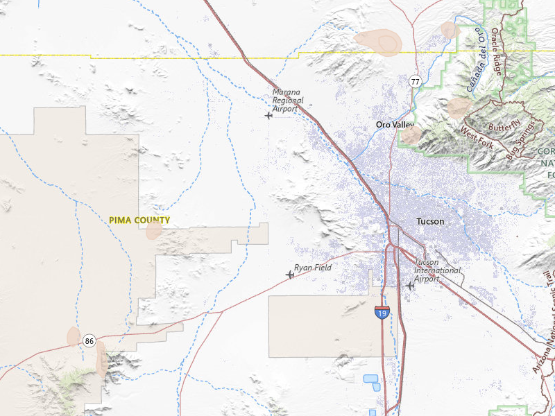 Radar-estimated hail-size map of the storm over Tucson, AZ on Aug 21, 2026