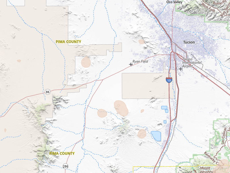 Radar-estimated hail-size map of the storm over Tucson, AZ on Aug 23, 2026