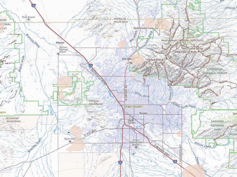Radar-estimated hail-size map of the storm over Tucson, AZ