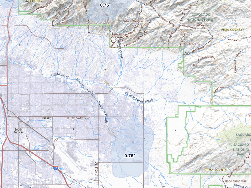 NEXRAD radar-signature map of the hail storm over Tucson, AZ on Sep 12, 2026