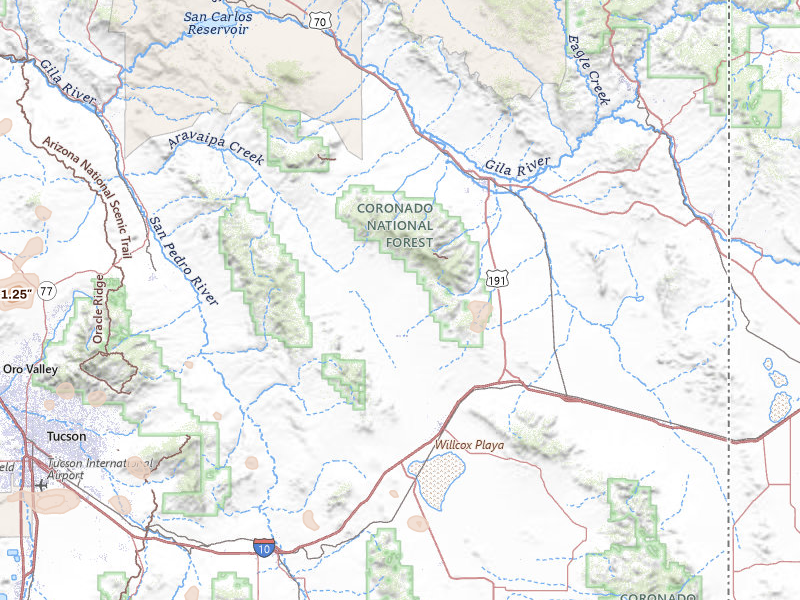 Radar-estimated hail-size map of the storm over Willcox, AZ on Jul 12, 2026