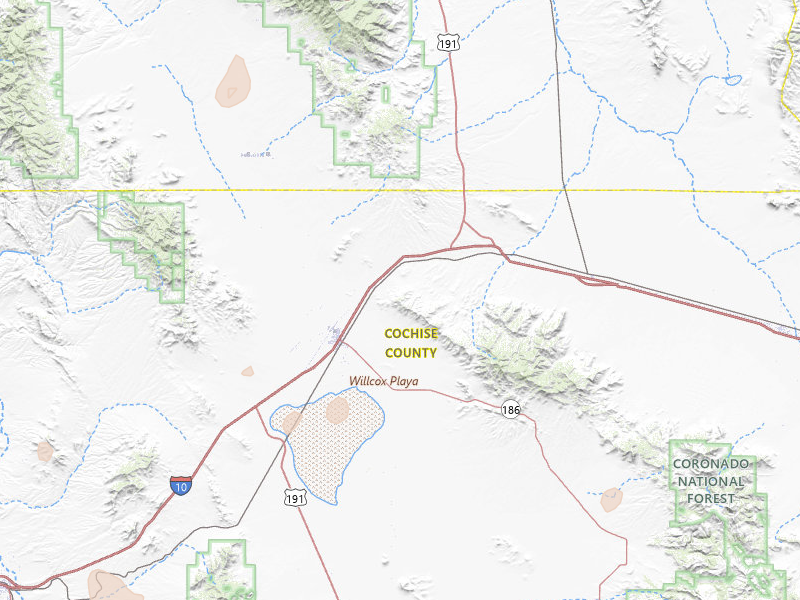 Radar-estimated hail-size map of the storm over Willcox, AZ