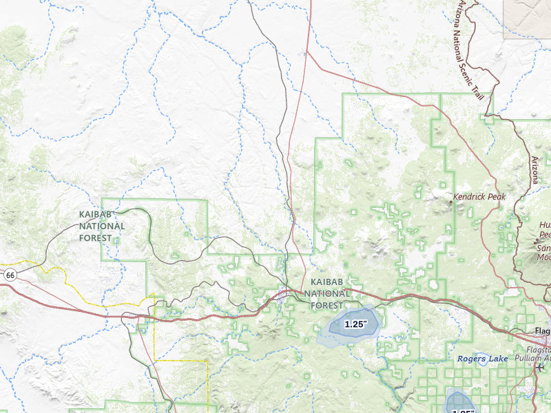 NEXRAD radar-signature map of the hail storm over Williams, AZ on Jul 12, 2026