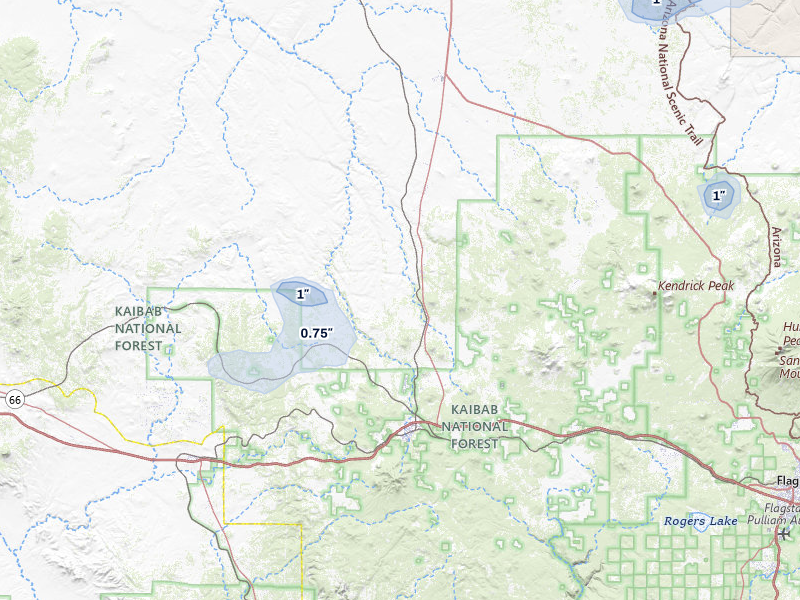 NEXRAD radar-signature map of the hail storm over Williams, AZ on Jul 29, 2026