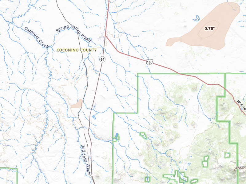 Radar-estimated hail-size map of the storm over Williams, AZ on Aug 29, 2026