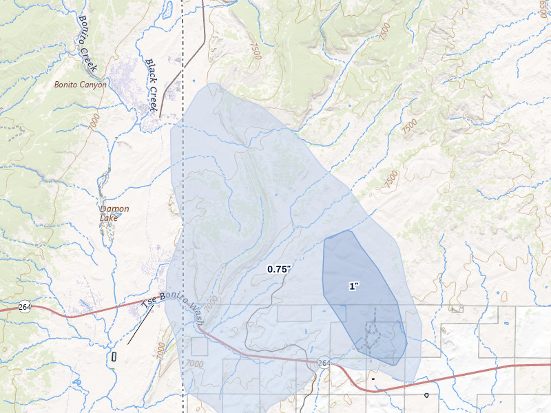 NEXRAD radar-signature map of the hail storm over Window Rock, AZ on Jul 23, 2026