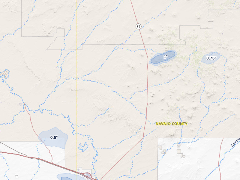 NEXRAD radar-signature map of the hail storm over Winslow, AZ on Aug 20, 2026