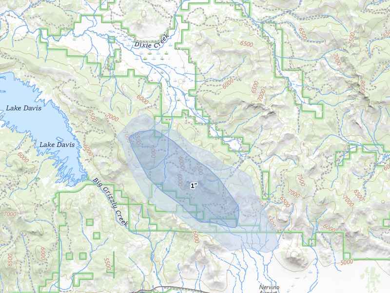 NEXRAD radar-signature map of the hail storm over Chilcoot, CA on May 4, 2026