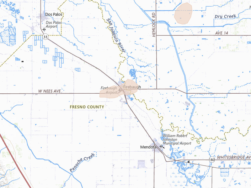 Radar-estimated hail-size map of the storm over Firebaugh, CA on Apr 21, 2026