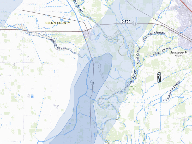 NEXRAD radar-signature map of the hail storm over Hamilton City, CA on Apr 8, 2026