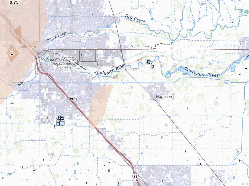 Radar-estimated hail-size map of the storm over Hughson, CA on Apr 9, 2026