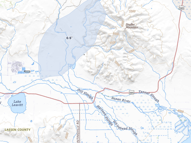 NEXRAD radar-signature map of the hail storm over Litchfield, CA on May 4, 2026