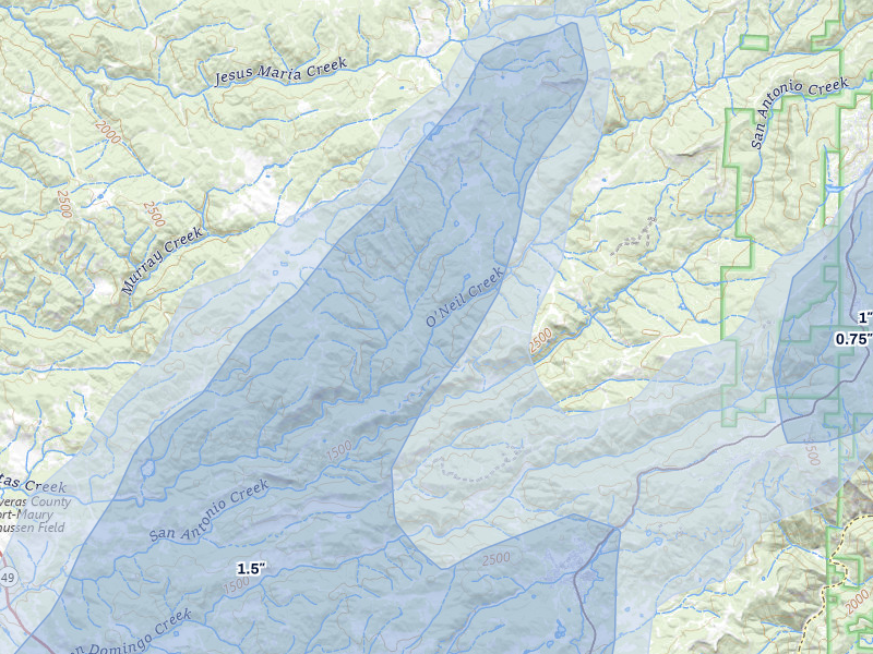 NEXRAD radar-signature map of the hail storm over Mountain Ranch, CA on Apr 10, 2026