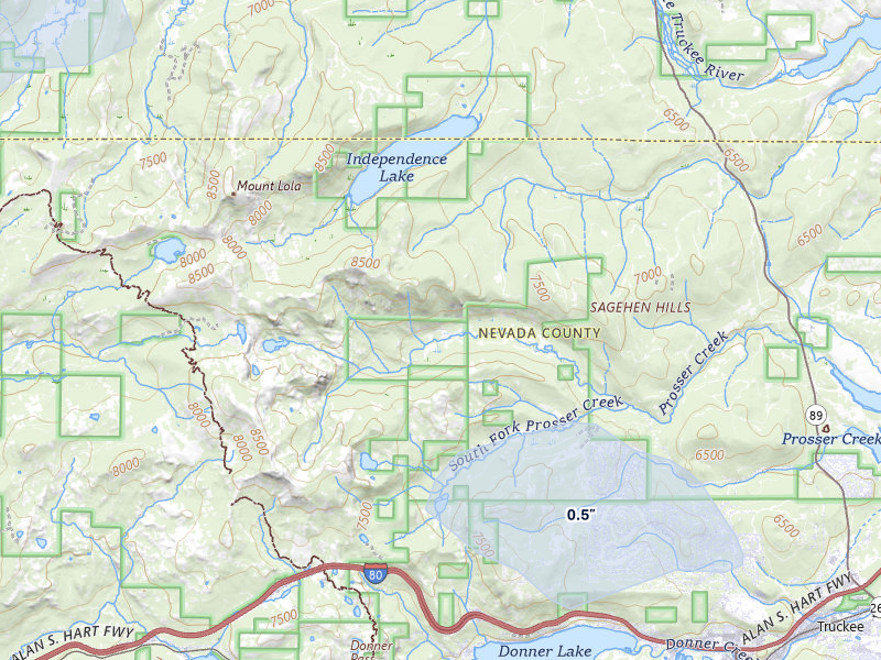 NEXRAD radar-signature map of the hail storm over Truckee, CA on May 3, 2026