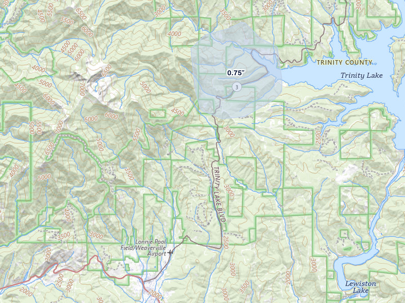 NEXRAD radar-signature map of the hail storm over Weaverville, CA on Apr 9, 2026