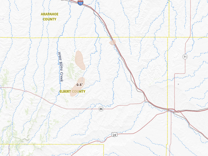 Radar-estimated hail-size map of the storm over Agate, CO on May 30, 2026