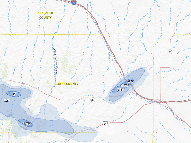 NEXRAD radar-signature map of the hail storm over Agate, CO on Jun 26, 2026