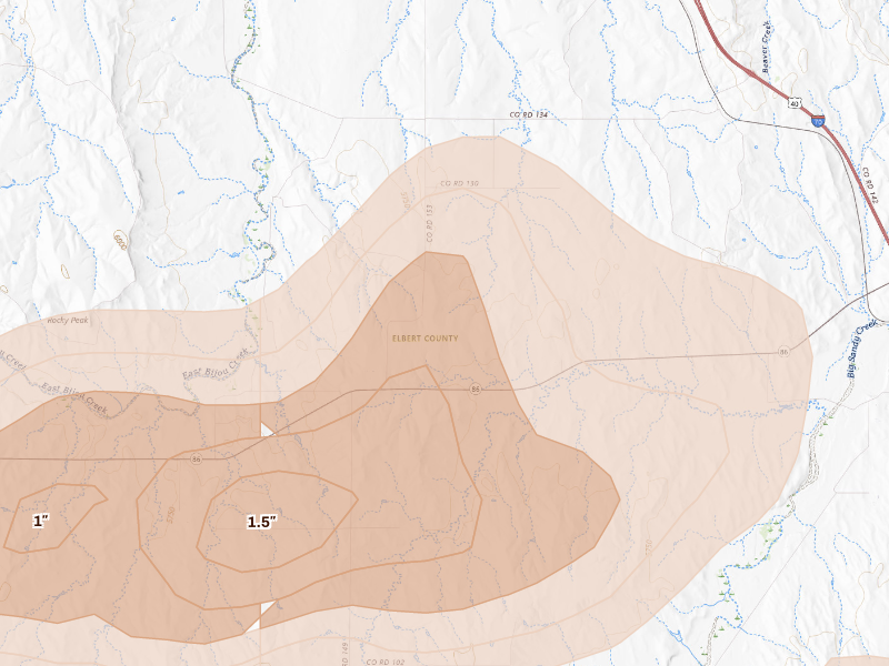 Radar-estimated hail-size map of the storm over Agate, CO