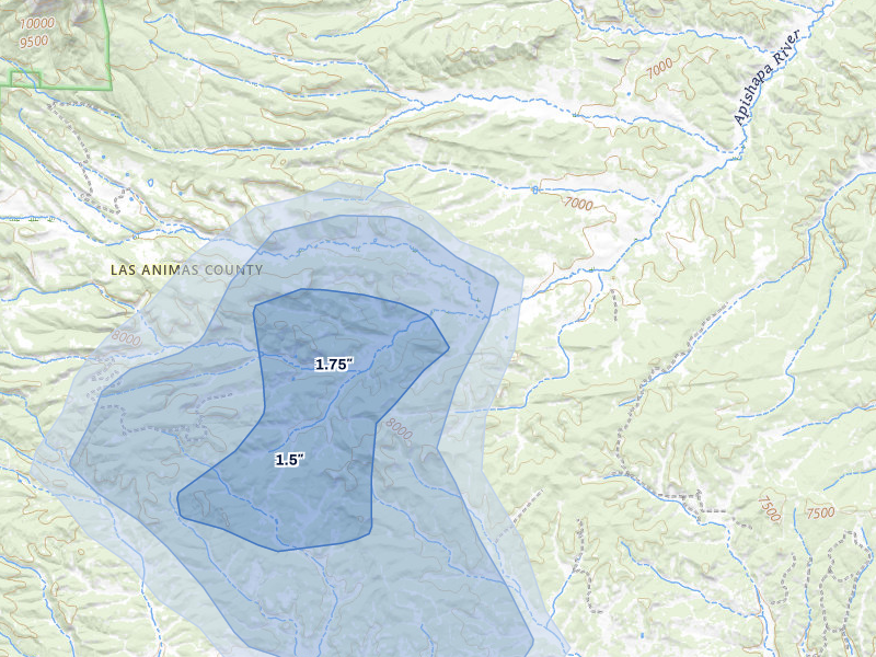 NEXRAD radar-signature map of the hail storm over Aguilar, CO on May 28, 2026