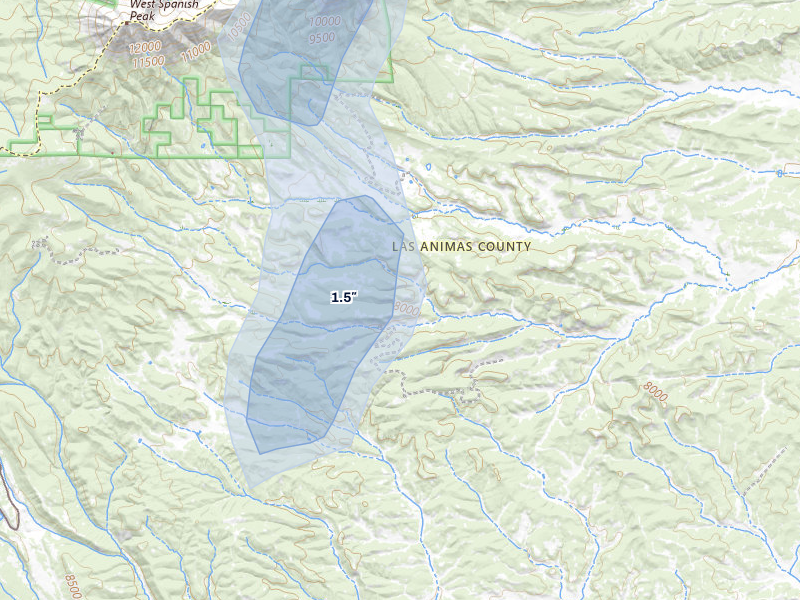 NEXRAD radar-signature map of the hail storm over Aguilar, CO on Aug 1, 2026