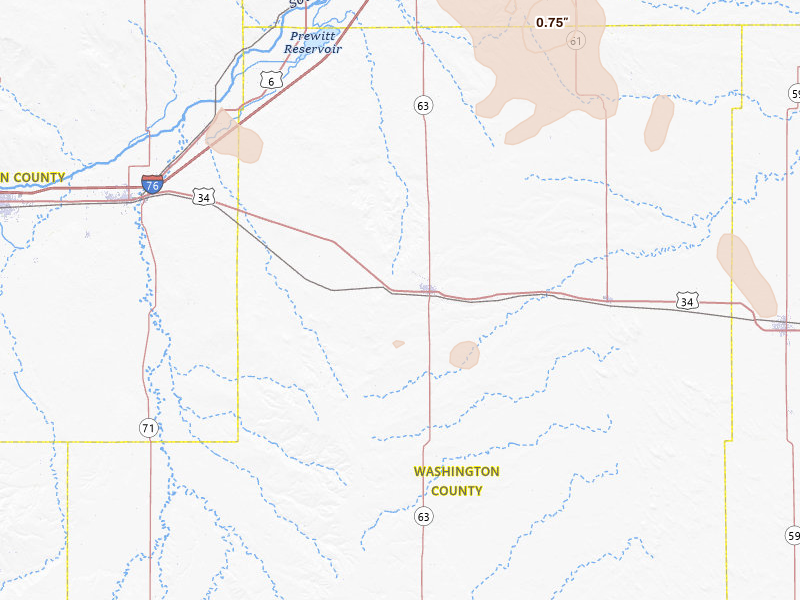 Radar-estimated hail-size map of the storm over Akron, CO on May 9, 2026