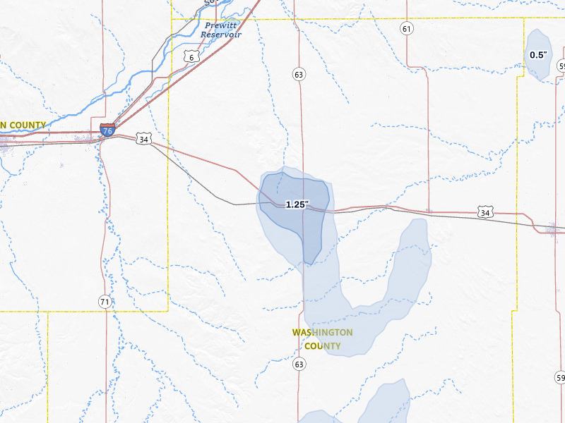 NEXRAD radar-signature map of the hail storm over Akron, CO on May 30, 2026