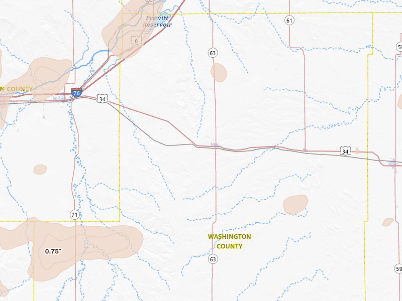 Radar-estimated hail-size map of the storm over Akron, CO on Jun 8, 2026