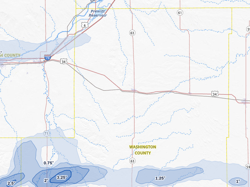 NEXRAD radar-signature map of the hail over Akron, CO