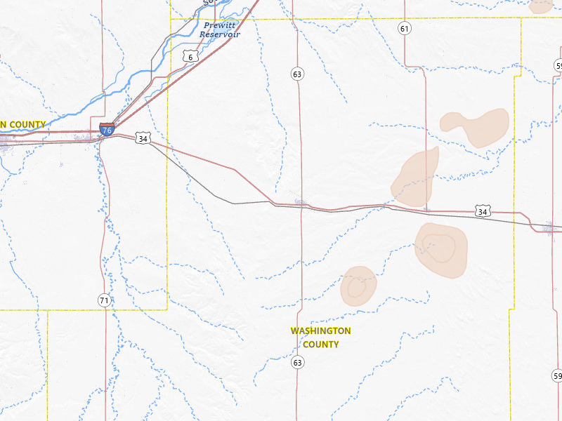 Radar-estimated hail-size map of the storm over Akron, CO on Jul 8, 2026