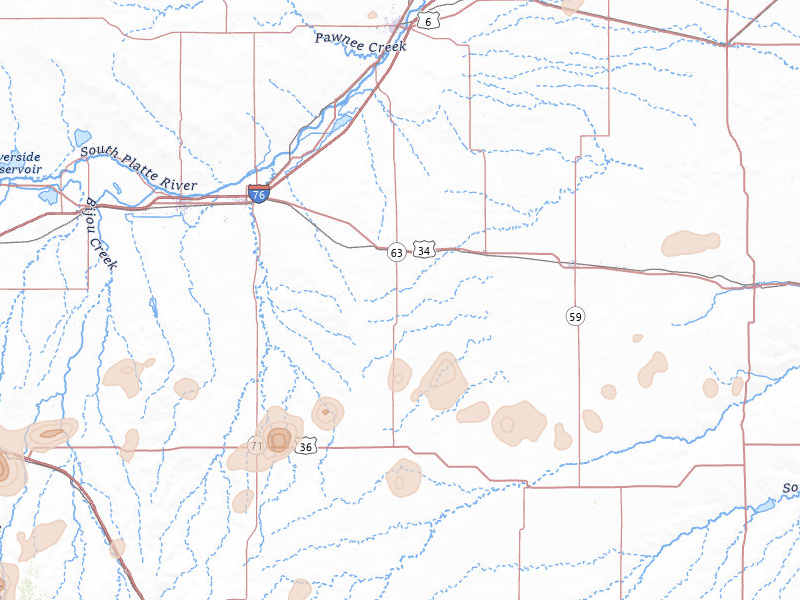 Radar-estimated hail-size map of the storm over Akron, CO on Aug 14, 2026
