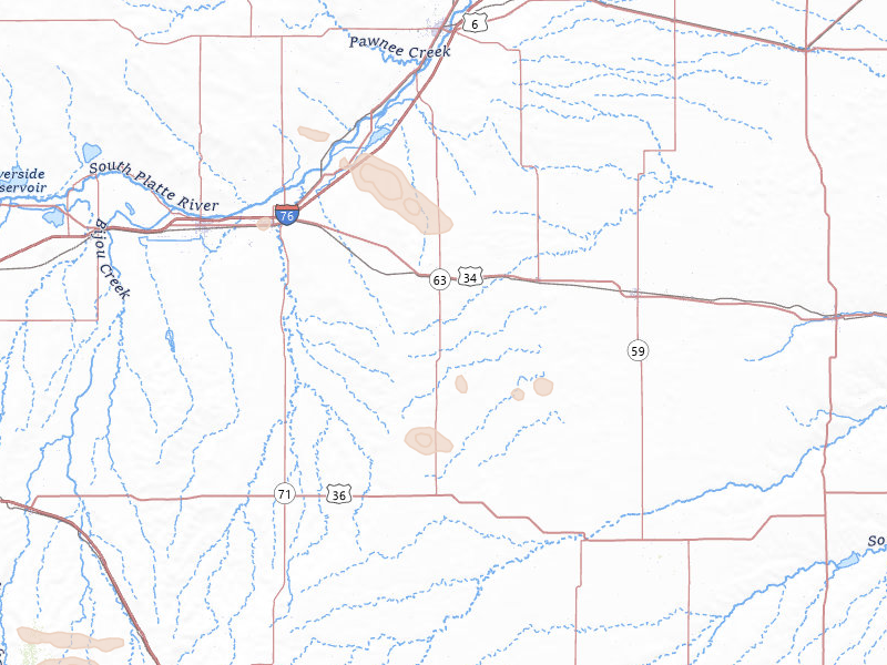Radar-estimated hail-size map of the storm over Akron, CO on Aug 18, 2026