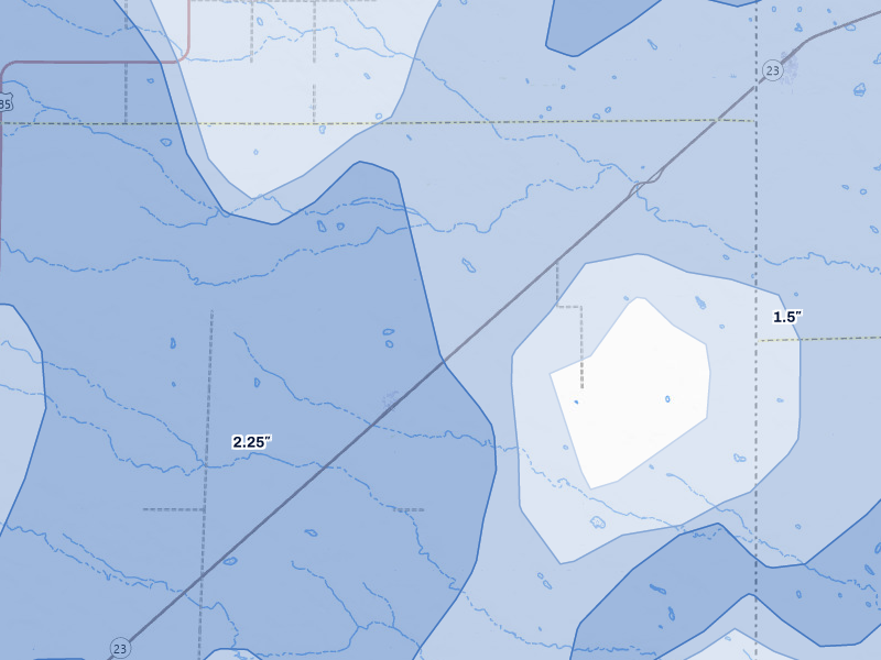 NEXRAD radar-signature map of the hail over Amherst, CO