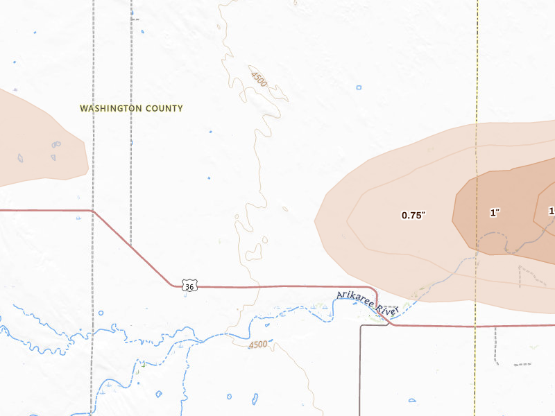 Radar-estimated hail-size map of the storm over Anton, CO
