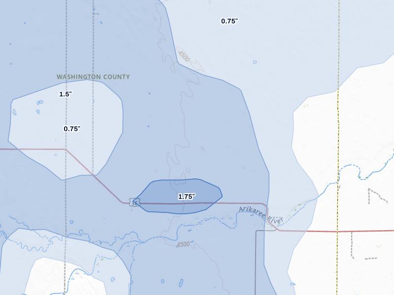 NEXRAD radar-signature map of the hail storm over Anton, CO on Jul 3, 2026