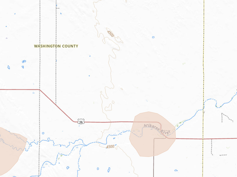 Radar-estimated hail-size map of the storm over Anton, CO on Jul 22, 2026