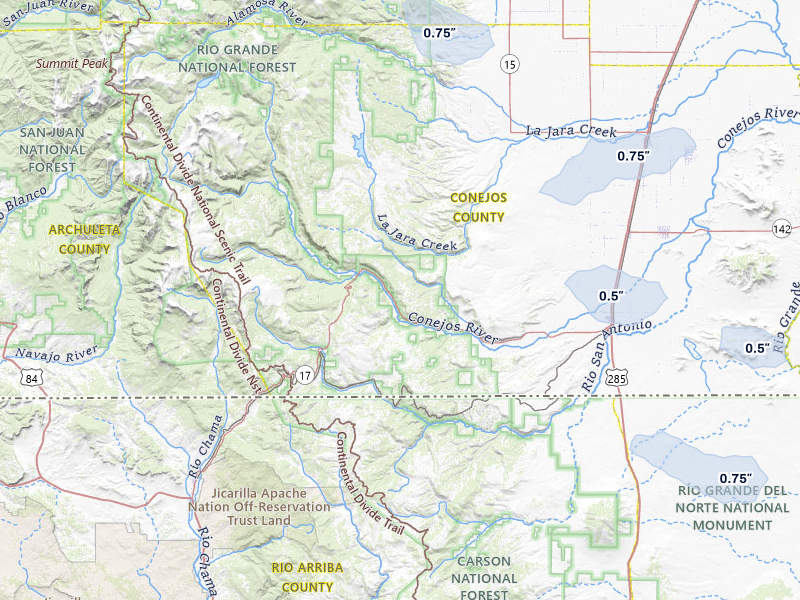 NEXRAD radar-signature map of the hail storm over Antonito, CO on Jul 27, 2026