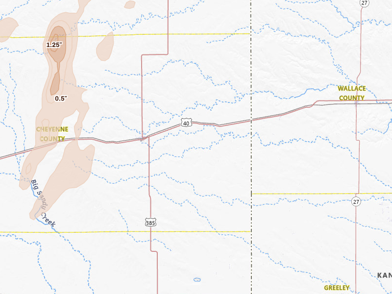 Radar-estimated hail-size map of the storm over Arapahoe, CO on May 29, 2026