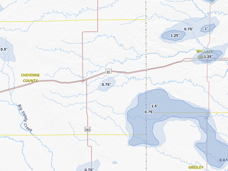 NEXRAD radar-signature map of the hail storm over Arapahoe, CO on Jul 9, 2026