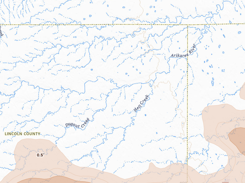 Radar-estimated hail-size map of the storm over Arriba, CO on May 17, 2026