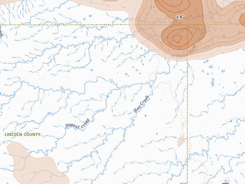 Radar-estimated hail-size map of the storm over Arriba, CO on May 21, 2026